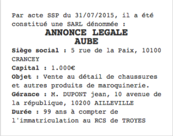 annonce legale aube